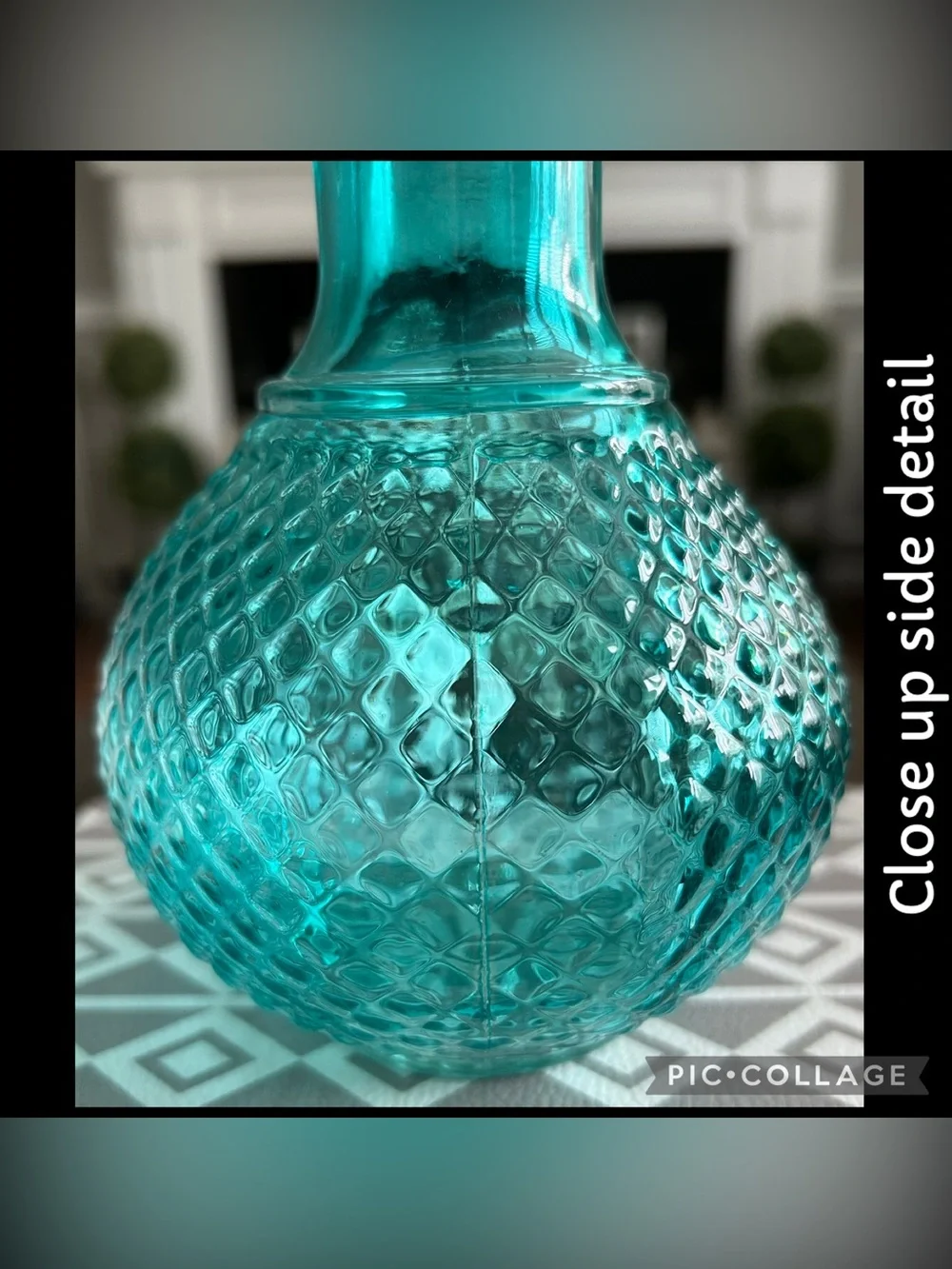 Turquoise Textured Glass Vase - Home Accents